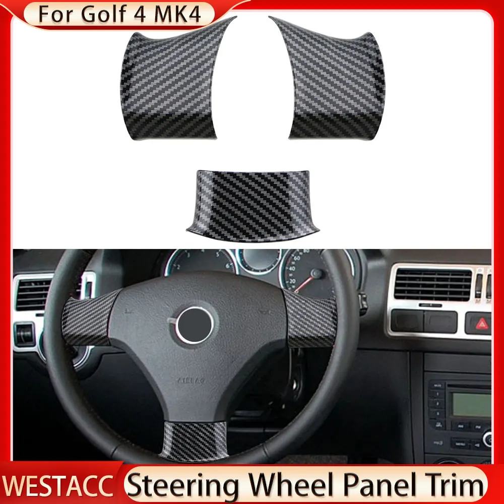 

For Volkswagen VW Golf MK4 Golf 4 1997 - 2003 Steering Wheel Trim Decoration Sticker 3Pcs Cover Protector Interior Accessories