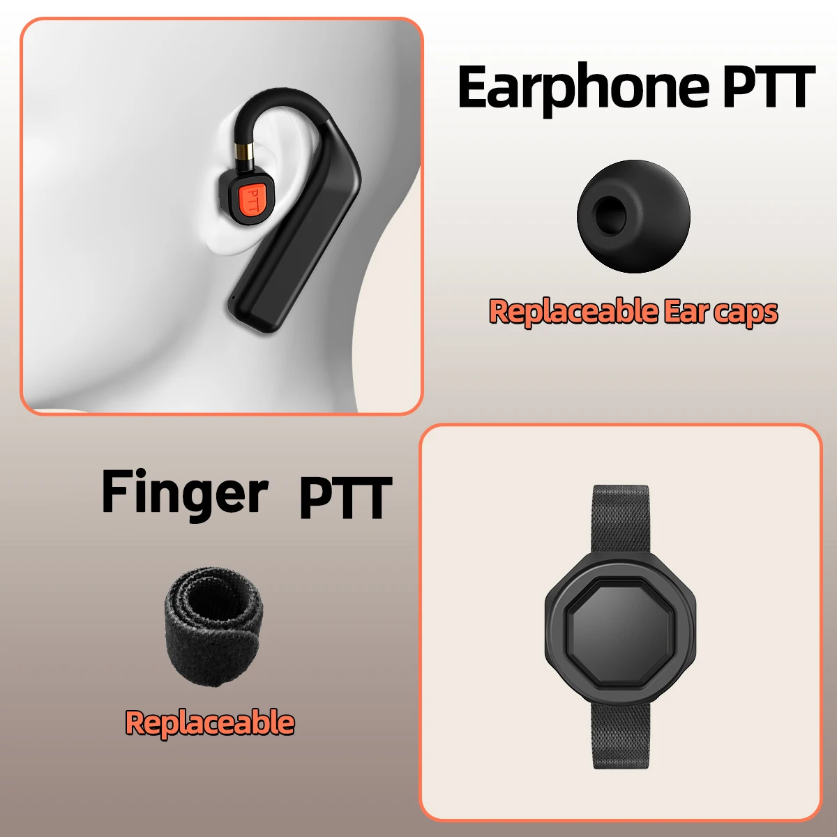 ABBREE BT-E2 Walkie Talkie Headset 2.4G Plug and Play Noise Reduction for Baofeng Quansheng Kenwood 2 Pin Ham Radio