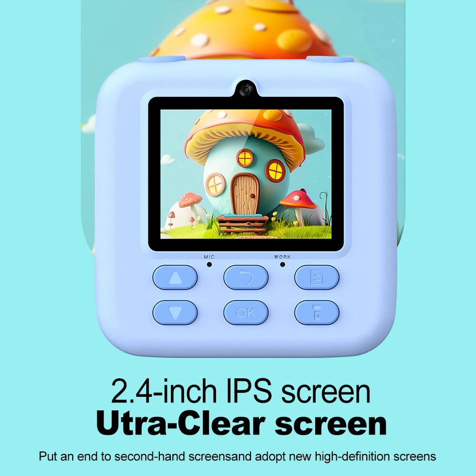 58 مللي متر طابعة حرارية للأطفال كاميرا طباعة فورية 2.4 بوصة 1080P HD IPS كاميرا رقمية صغيرة للفتيات الفتيان الهدايا طابعات الصور