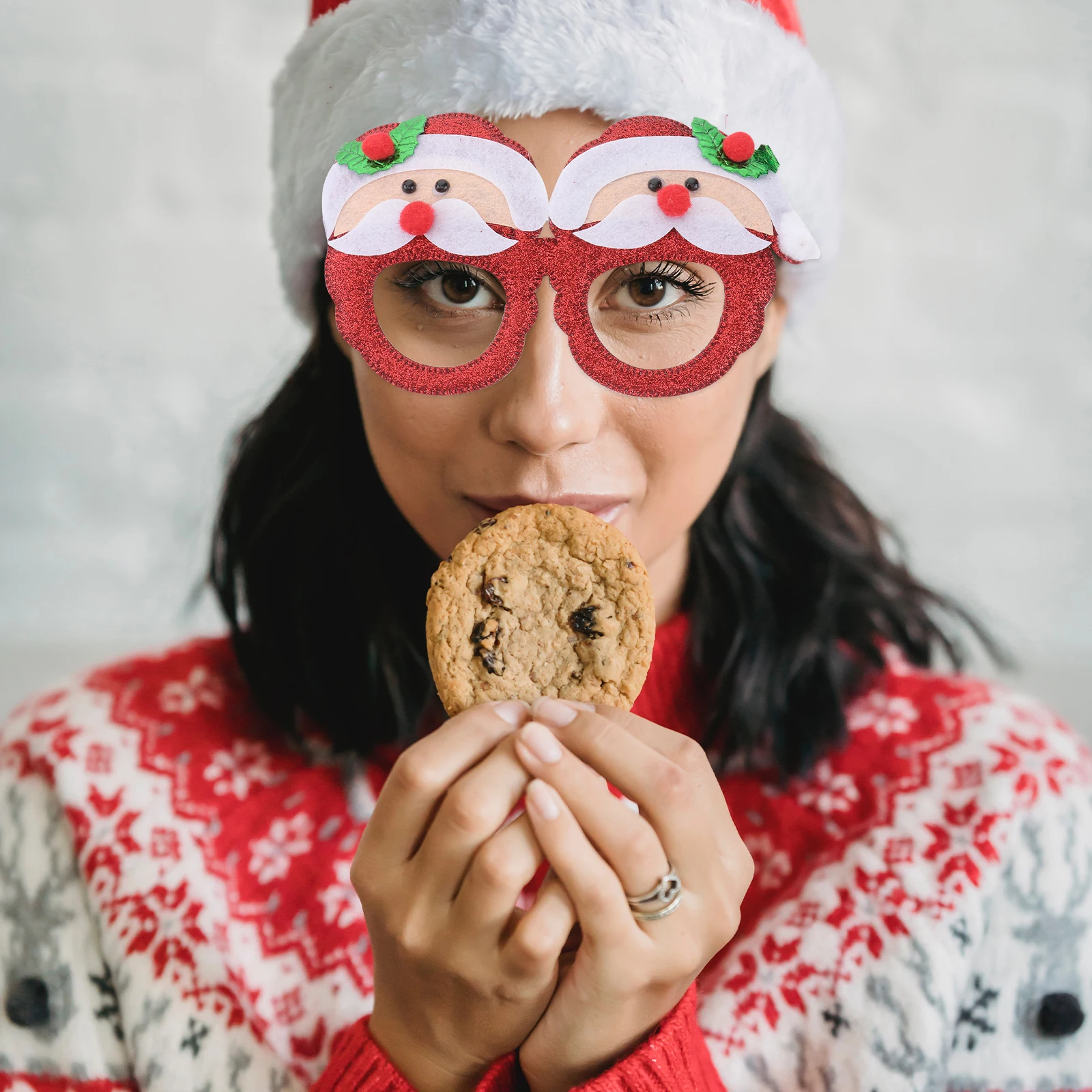 

Christmas Glasses Frames Mini Spectacle Frames Adorable Santa Hat Design Vibrant Colors Lightweight Fits Most for Kids