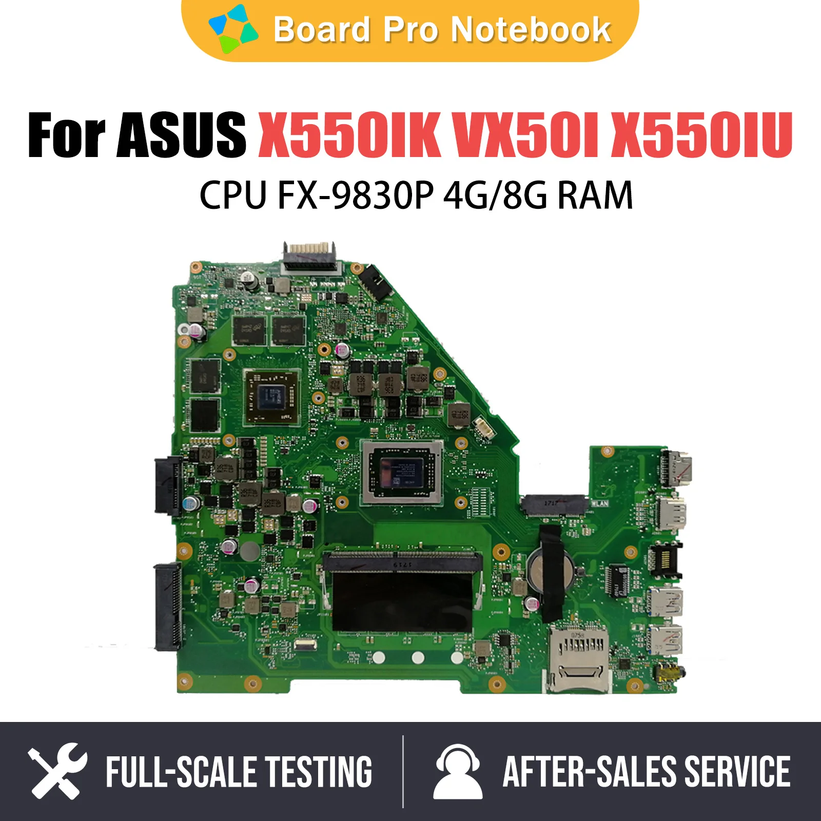 

X550IU Mainboard For Asus VX50I X550IU X550IK X550I VX50IU laptop Motherboard FX-9830P CPU 8GB-RAM