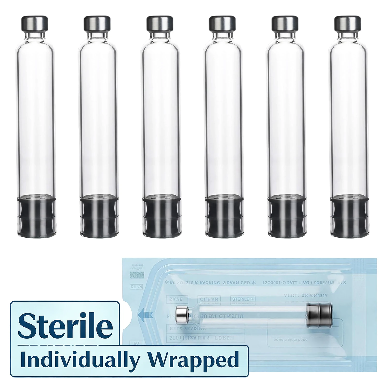 6/18/36/72 Stück Sterile Einzelverpackung 3ml Glaskartusche für Insulin/Peptid, 11mm Verschluss, V1/V2, Auslaufsicher, Sterilisiert – Detail 1