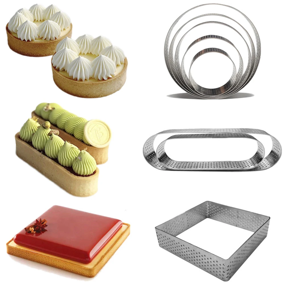 

Round Tart Ring Mold Egg Molds Cake Pie Baking Fruit Stainless Mini Rings