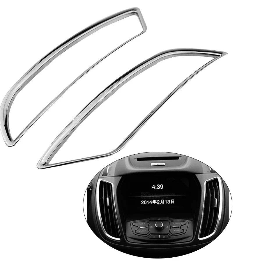 2pcs Chrome Dashboard Air Vent Outlet Cover Trim Garnish for Ford KUGA ESCAPE 2013 2014 2015 Accessories