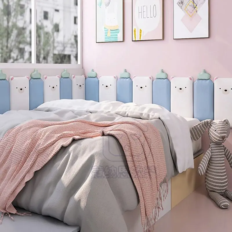 لوح رأسي للسرير على شكل تاج للأطفال الأولاد والبنات وغرفة نوم خشبية مضادة للتصادمات Cabecero Cama #4