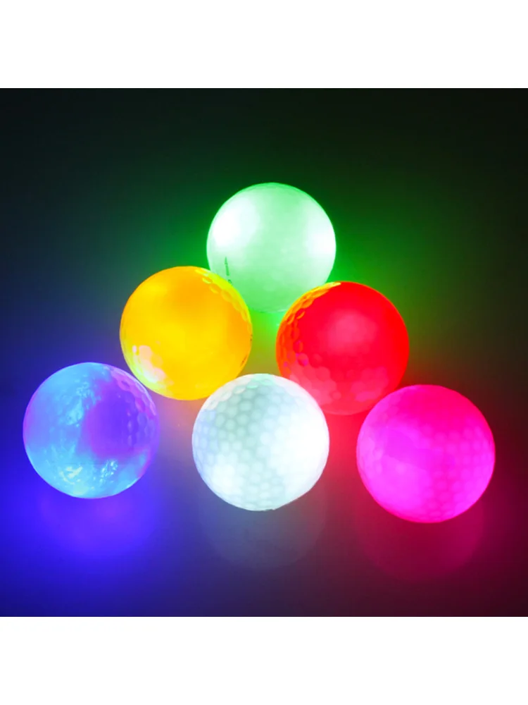 2Pcs Luminous Light Up Glow In The Dark LED Golf Balls Night Training