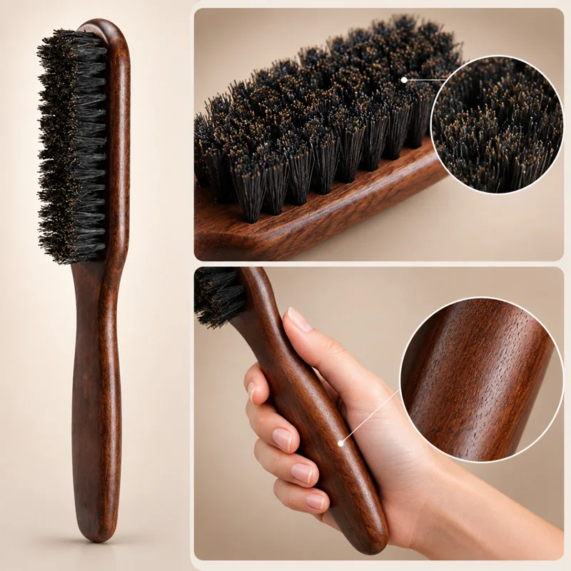 Wood Handle Boar Bristle Hair Brush Set Teasing Comb Rat Tail Comb Hair Styling Tool Salon Backcombing Smooth Ponytail Hairstyle