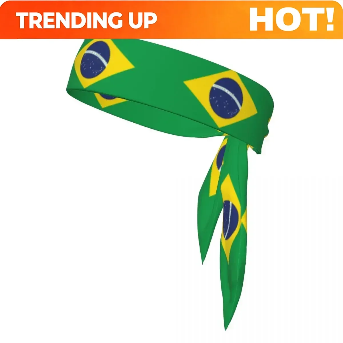 Custom Sports Headband Head Tie Brazil Flag Bandana Sweatbands Yoga Tennis Headwrap For Adult