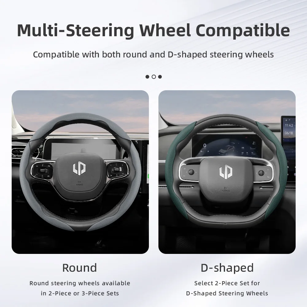 Suitable for Leapmotor Breathable Leather Steering Wheel Cover with Segmented Quick-Release Design, Non-Slip and Durable, for Models T03 C10 B10 B05 B03X C16 C11 C01, Etc., in Black, Bright Red, and Green view 2