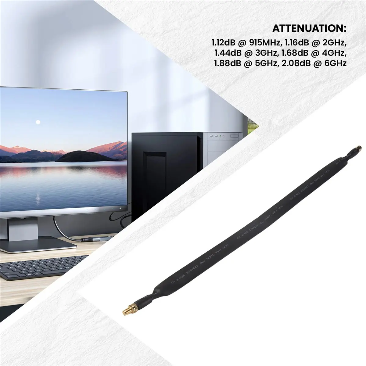 A14G LoRa Flat Cable SMA Male to SMA Female Window and Door Feed Thru Coaxial Cable Extension Adapter for LoRa WiFi