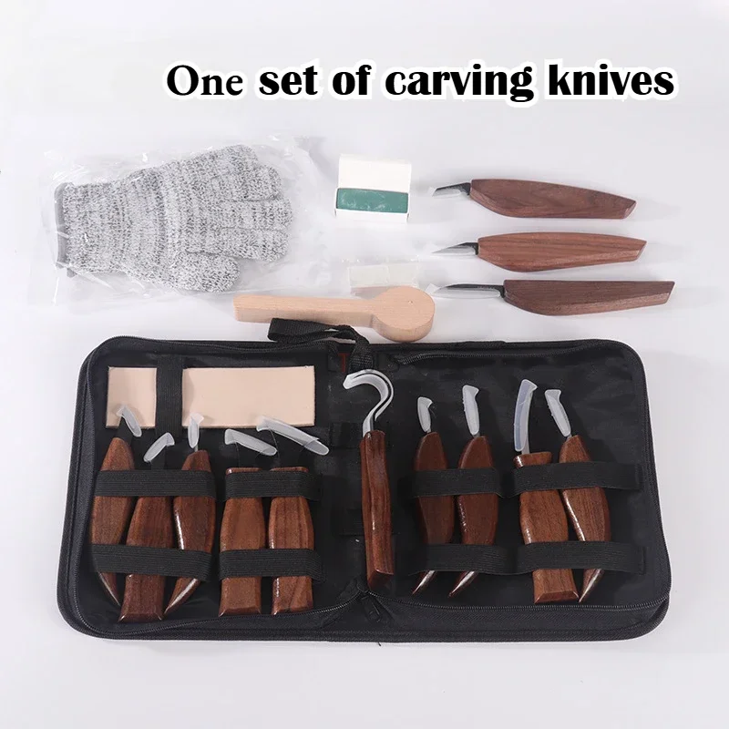 1 Set Wood Carving Knives with Walnut Handle Multi Style Delicate Wood Carving Kit Engrave Knife Set Woodworking Tool Hand Tool