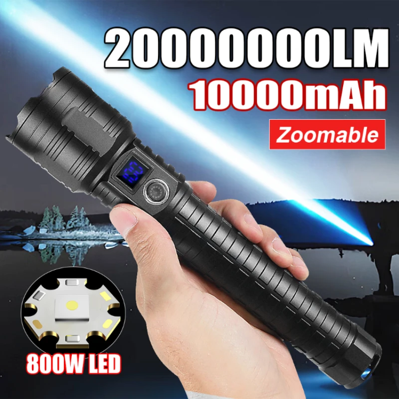 

2025 Super High Power Flashlight Most Powerful Led Flashlights Rechargeable Long Range 5000M Torch 5 mode Zoom Tactical Lantern