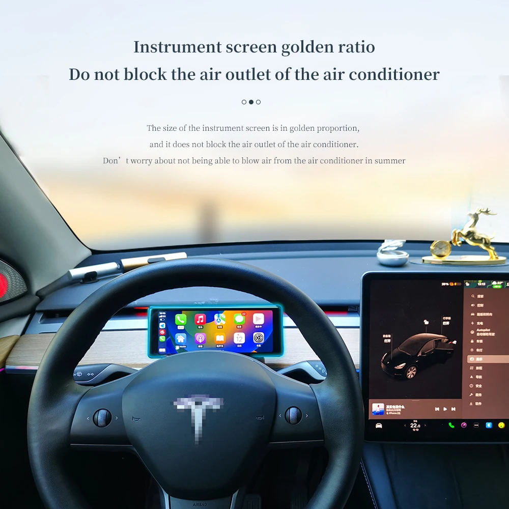 Model 3/Y 6.86'' Linux Dashboard Screen Carplay Android Auto Instrument Display Cluster Support Front Camera Tesla Accessories