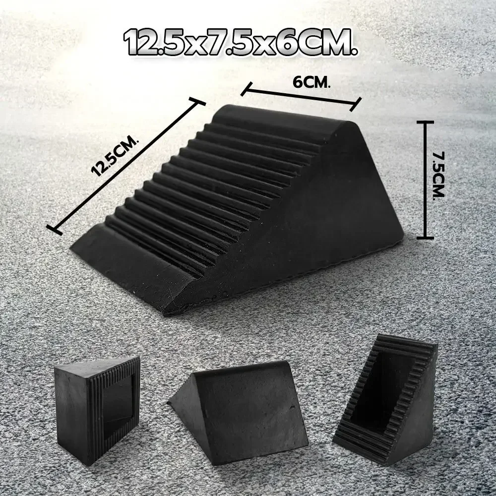 Black Wheel Chocks Durable Rubber Triangular Slope Design Vehicle Wheel Stoppers Parking Aid Heavy Duty Parking Space Stopper