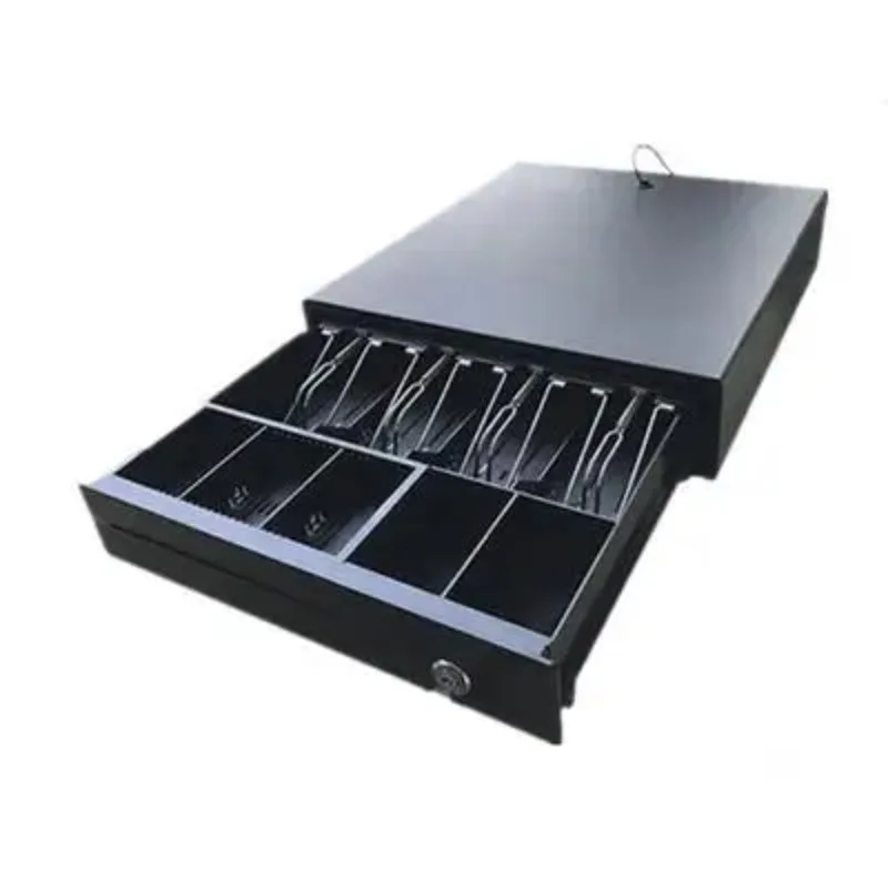 Removable POS Cash Drawer Box RJ11 Interface Three‑Gear 3‑Position Key Lock 5 Grid Coin 4 Bill Tray With Spring Clips Supermarke