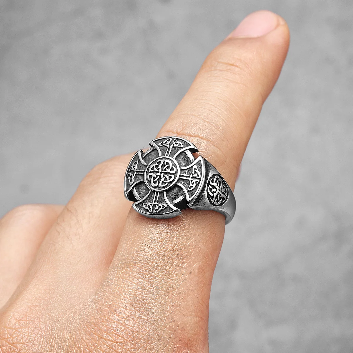 Celtic Knot Viking Cross Men Rings Stainless Steel Jewelry Punk Rock Cool Stuff Fashion Accessories For Women Gift Wholesale