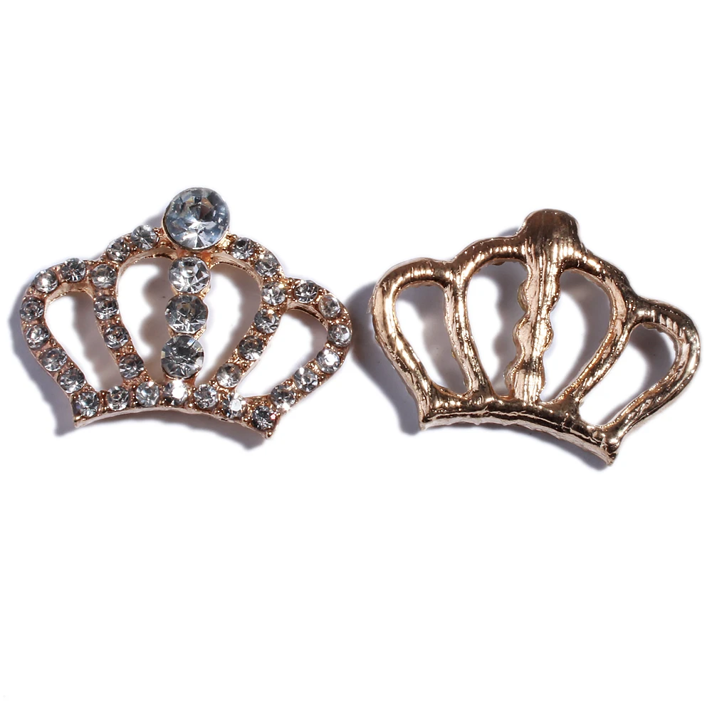 10 SZTUK 24 * 32 MM Vintage Fashion Crown Shape Rhinestone Buttons For Clothing Shoes Decoration Crystal Clear Button For Wedding — zdjęcie 2