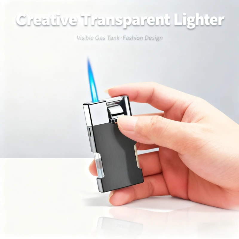 

Unusual Stylish Metal Lighter - Blue Flame Butane Gas, Mini Windproof, Cigarette/Cigar Use, Men's Gift,cigarette Accessories