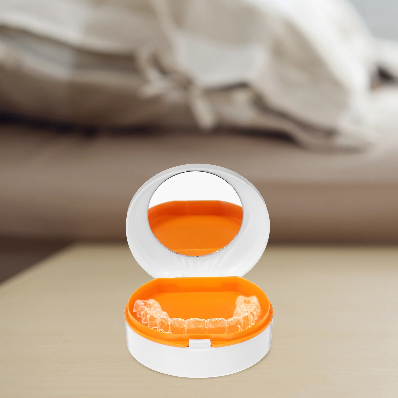 

Portable Retainer Box Double Layer Leak-Proof Dental Storage Case with Builtin Mirror Travel Carrier for Braces Dentures