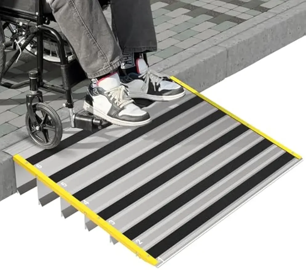 

Бестселлер: Алюминиевые пандусы для дверных проемов с высотой 6 дюймов, стабильный желтый край, регулируемые, для инвалидных колясок и домашних ступенек