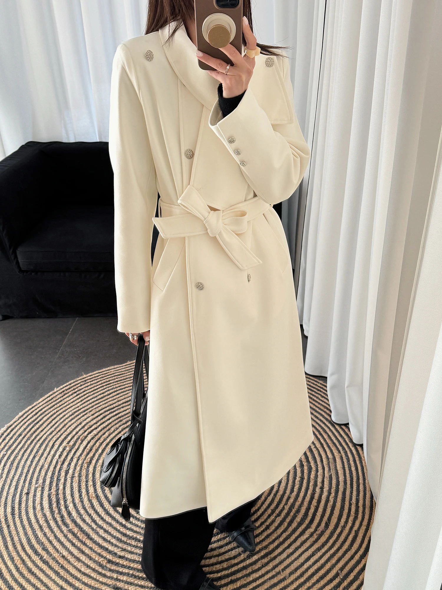 

Теплое хлопковое пальто средней длины для женщин: осенне-зимняя коллекция, белый дизайн, модная верхняя одежда для молодых девушек