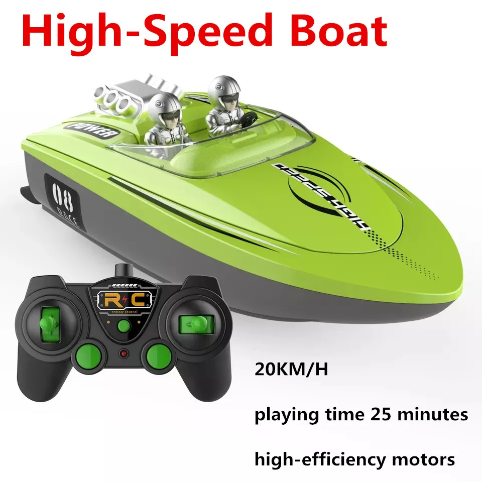 

2022 New 2.4Ghz Remote Control Boat 20KM/H Speedboat Racing Low Power Alarm Dual Motor Waterproof Suitable For Lakes And Pools