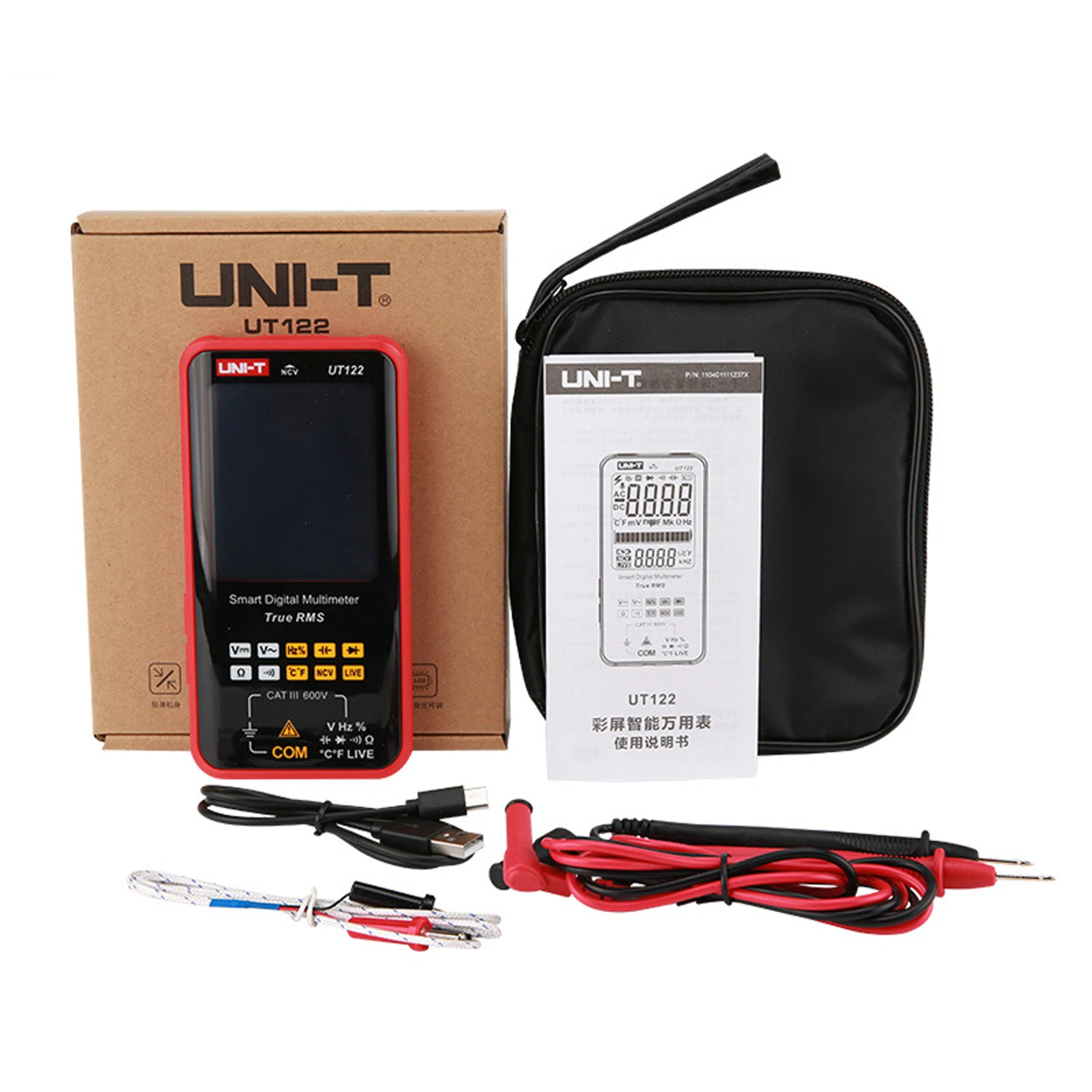 UNI-T UT122 جهاز اختبار كهربائي متعدد رقمي ذكي الفولتميتر هرتز NCV لايف كهربائي محترف متعدد متر مع إضاءة خلفية