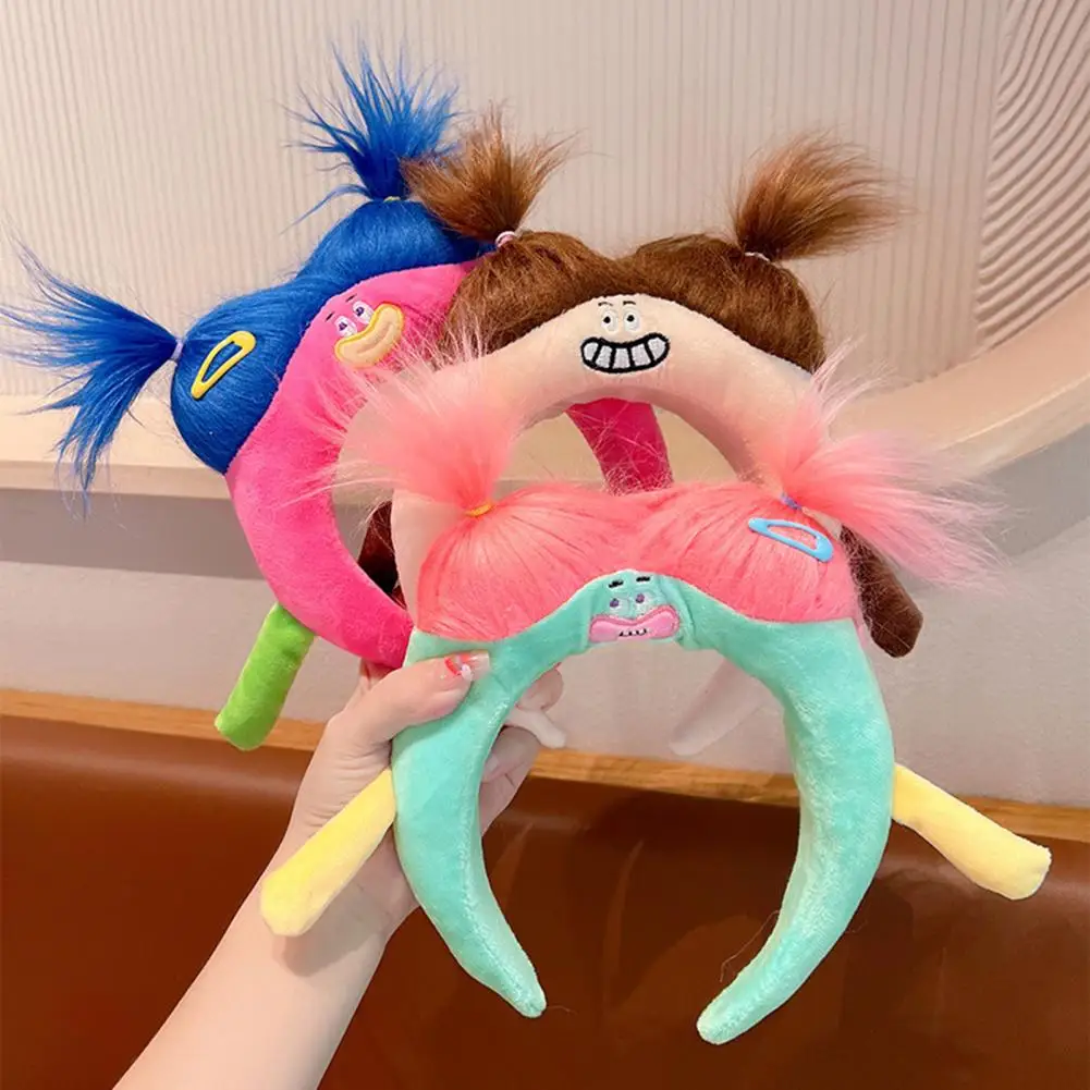 

Women Funny Doll Headband Hairpin DIY Hairstyle Adjustable Hairband Cute Plush Doll Costume Accessory for Role Play Parties
