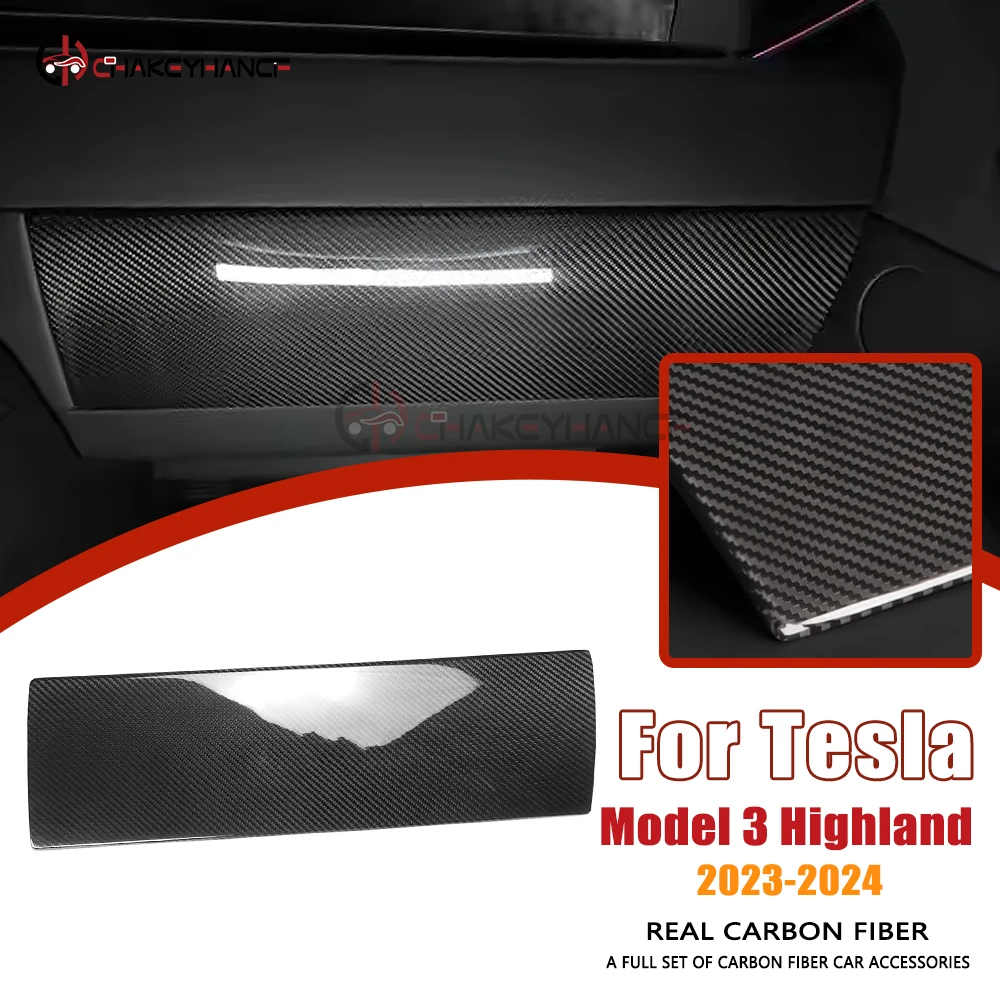 

for 2023-2025 Tesla Model 3 Highland Model Y Juniper Carbon Fiber Passenger Side Console Glove Box Panel Cover Trim Accessories
