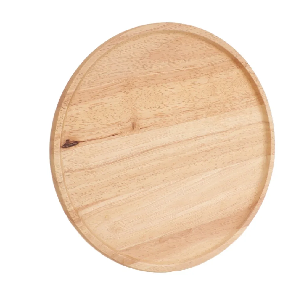 30cm Diameter Round Wood Tray Thickened Design Stable Base Wooden Serving Tray Composite Wood Easy to Clean Round Serving Tray