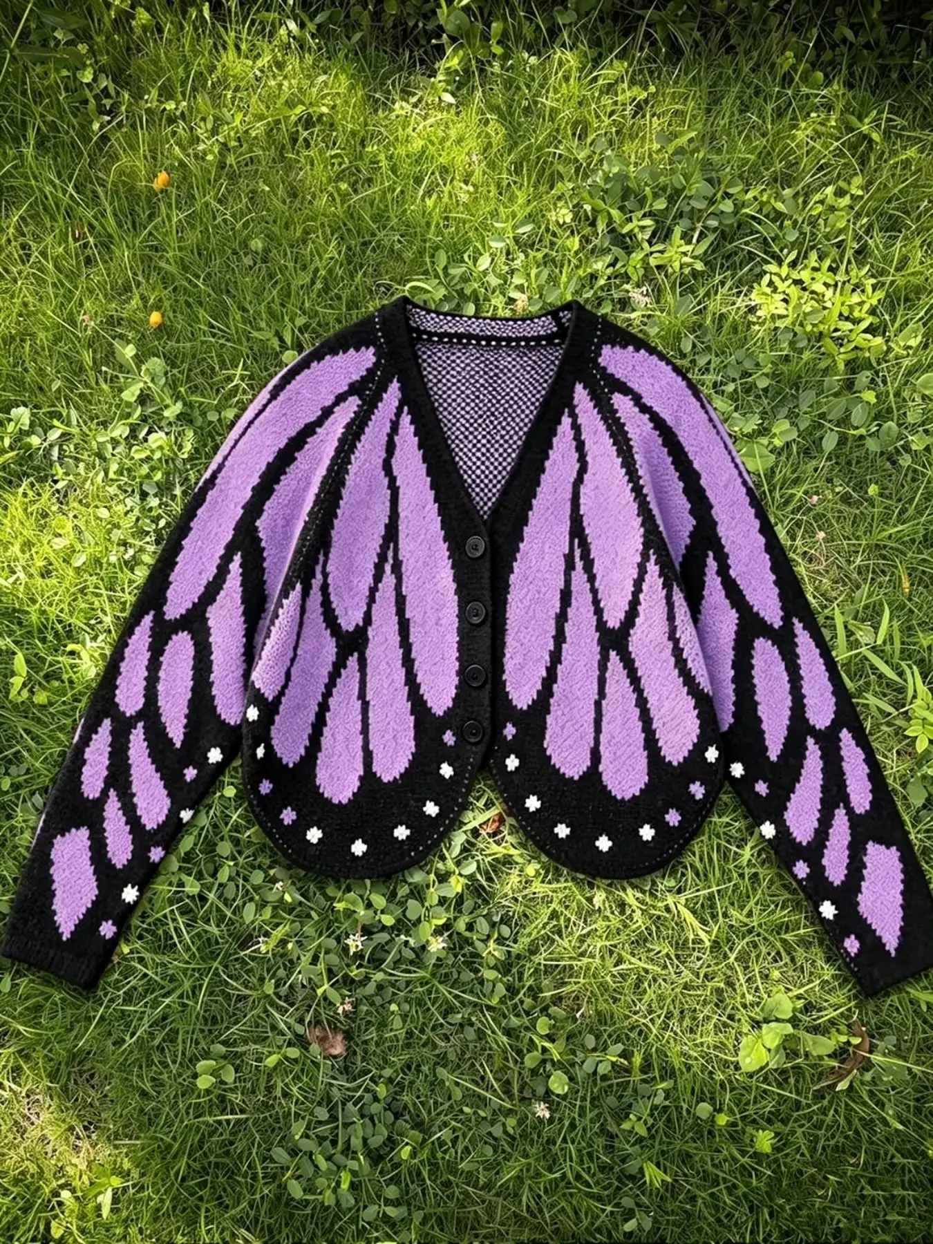 Mädchen-Herbst- und Wintermantel, Retro-Schmetterlingsflügel-Strickjacke für Mädchen, Y2K-Kurzjacke, Nischen-Fee-Stil-Schmetterlingsschal-Mantel geeignet für Mädchen über 3 Jahre, vielseitige Kleidung zum Ausgehen. – Detail 2