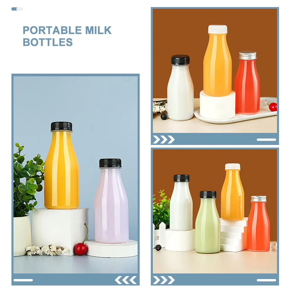 

20pcs Yogurt Bottle Containers Black PP Lids for Milk Beverages Small Size Leak Proof Portable