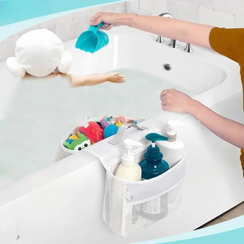 

Bath Storage Bathroom Net Holder Hangable White Container Caddy For Toddler Toys Bathtub And Bathroom Organization