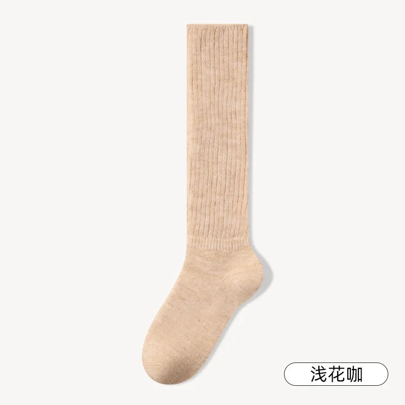 Weiche Wolle Lange Socken Frauen Herbst Winter Kaschmir Solide Strick Strumpf Dünne Beiläufige Kniehohe Flauschigen Warme Verdicken Mädchen Socken – Detail 10