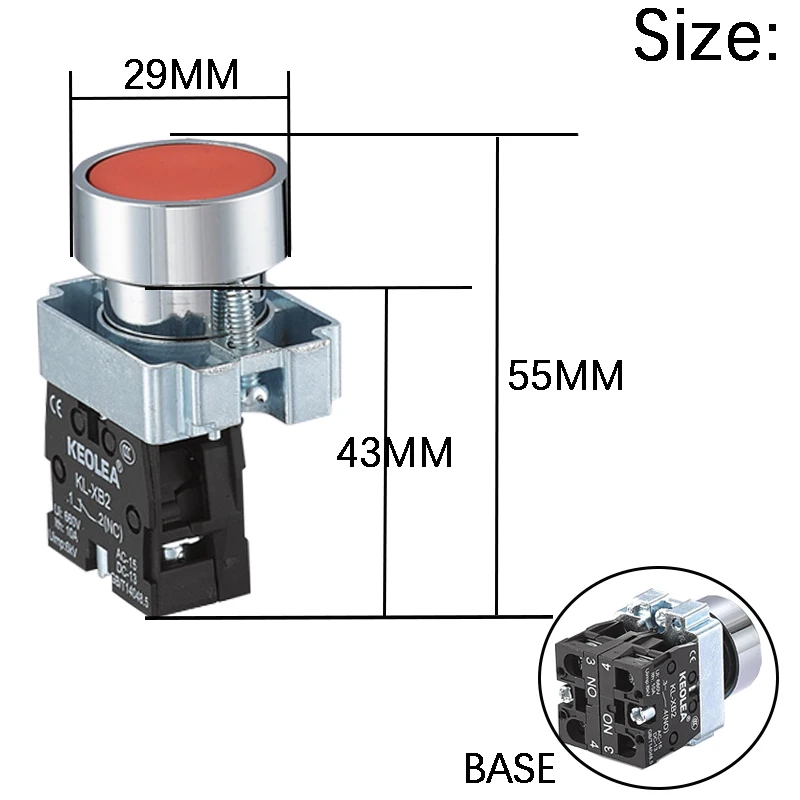 Button switch self reset XB2 small mushroom head emergency stop 22mm knob key start inching power on XB2-BS542 XB2-BA31 XB2-BA42