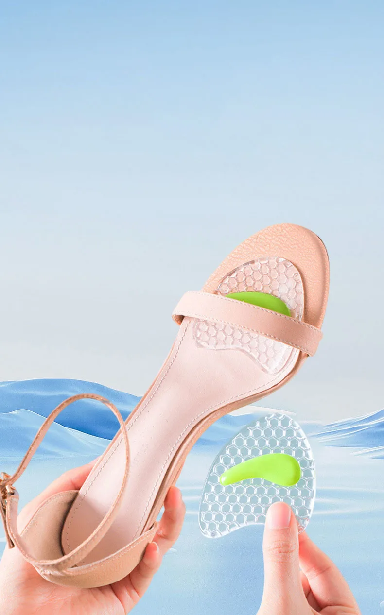 1 Pair Insole Forefoot Cushion Silicone Massage Anti-slip High Heel Pain Relief Cushion For Women