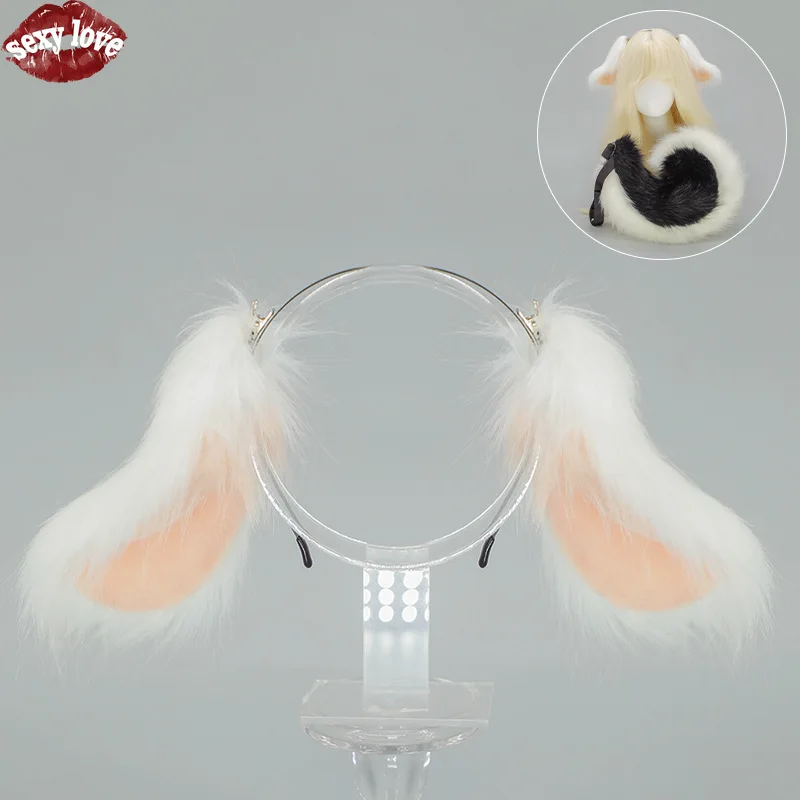 Halloween cão orelha cão cauda conjunto cauda quadrinhos cos prop pendurado orelha coelho pendurado orelha cão simulação besta orelha argola de cabelo