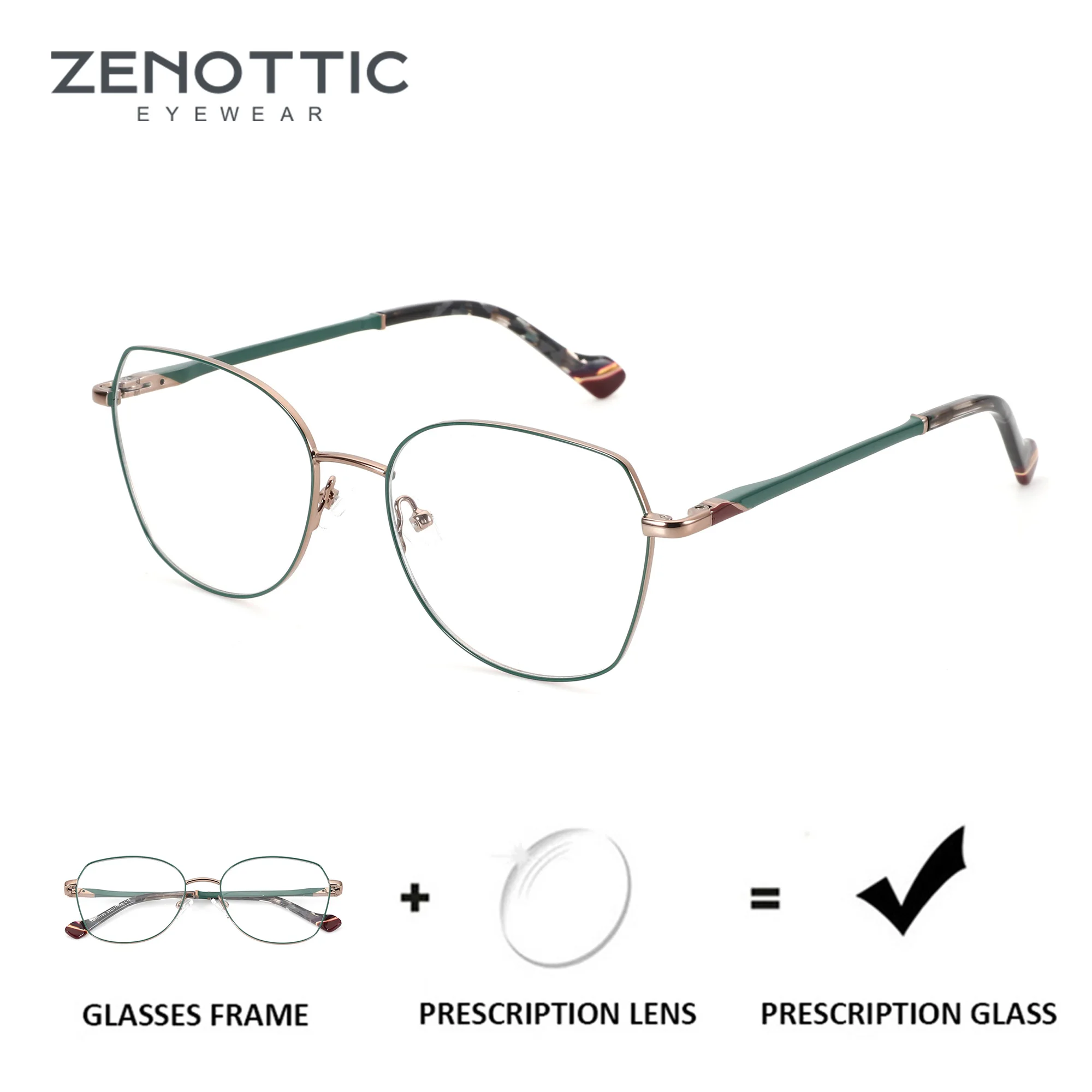 ZENOTTIC M Size Butterfly Prescription Glasses For Women Anti Blue Light Temperament Metal Reading Optical Eyeglasses