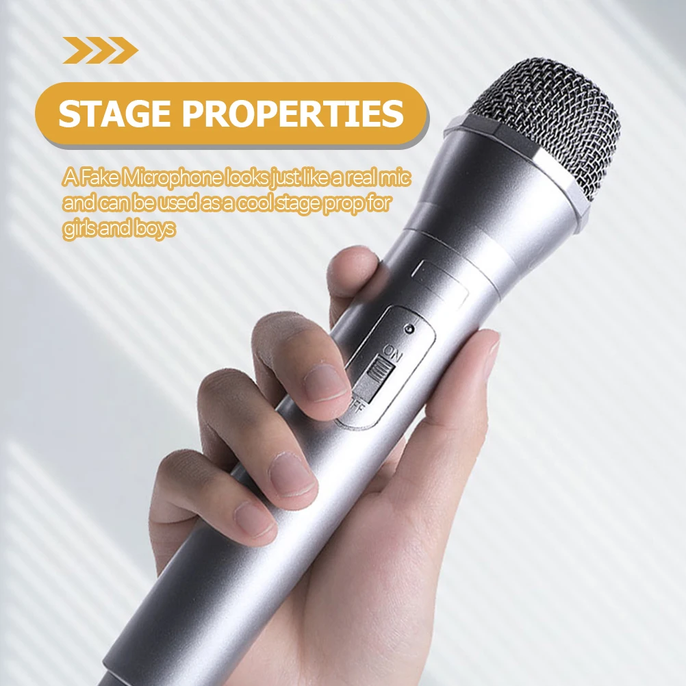 

3 Pcs Portable Children's Microphone Silver Toy Plastic Fake Training Microphones