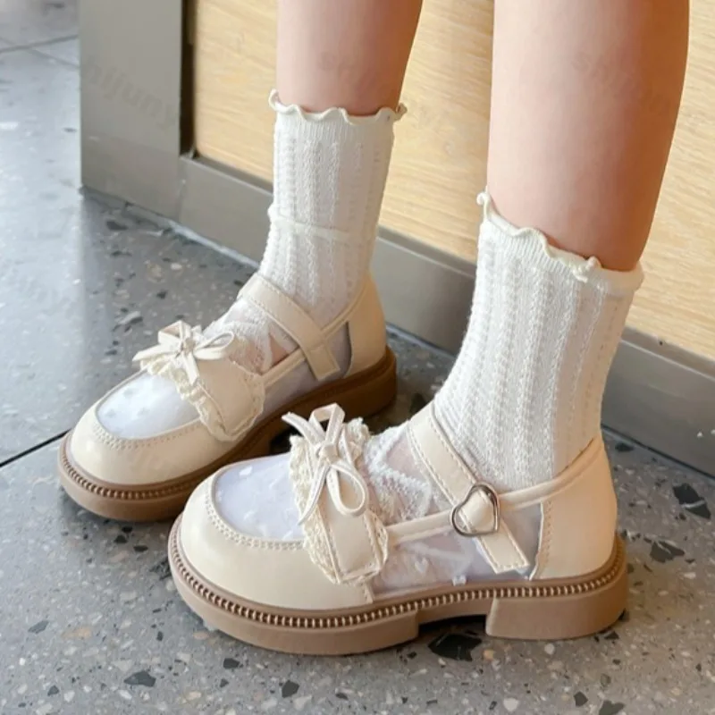 

Girls Princess Shoes Lace Autumn Children Fashion Casual Leather Shoes Bow-knot Classic British Style Vintage Retro Mary Jane