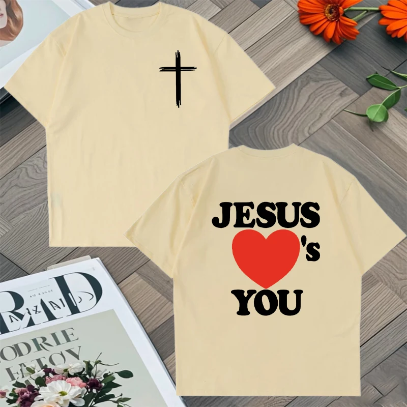 Christian Bible Verse 2025 Tshirts Jesus Loves You T-shirt 100% Cotton short sleeve t-shirt Unisex Crew Neck Oversized Tee shirt