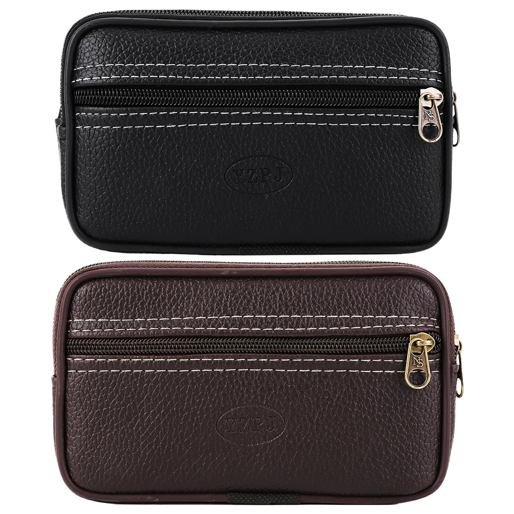 

Винтажные мужские поясные сумки в стиле ретро из искусственной кожи, однотонный портативный держатель для карт, двухслойные поясные сумки, уличные аксессуары