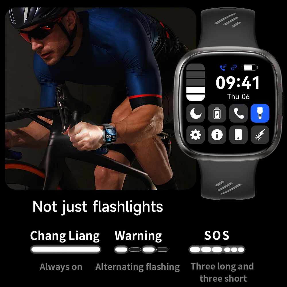 Montre intelligente avec lampe de poche LED pour homme et femme, bracelet de sport, lumière violette, appel Bluetooth, Huawei, Xiaomi, nouvelle mode, 2025