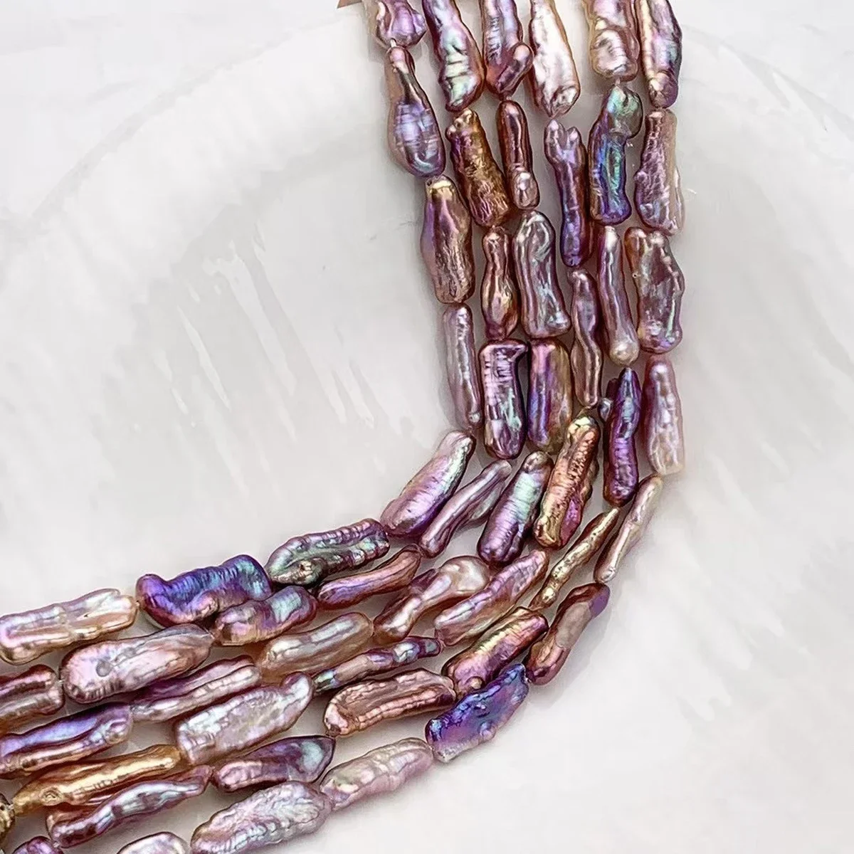 7-9x17-22mm6A Pretty Natural Freshwater Purple Baroque Pipa Pearl Bead Women Gift Jewelry Make DIY Necklace Bracelet Accessories