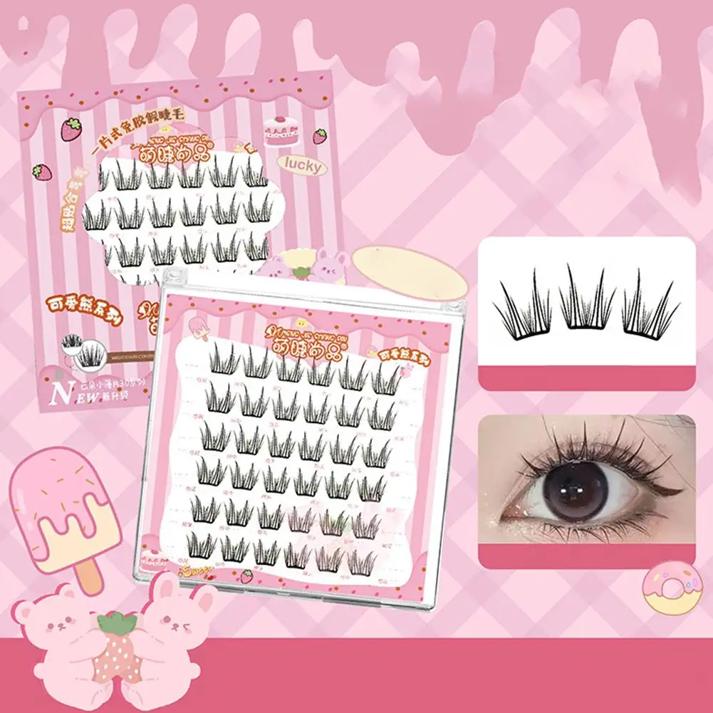 Selbstklebende, kleberfreie falsche Wimpern im koreanischen Stil, DIY, fotogene Comic-Wimpern, wiederverwendbar, natürliche weiche Wimpern, Augen-Make-up-Werkzeug