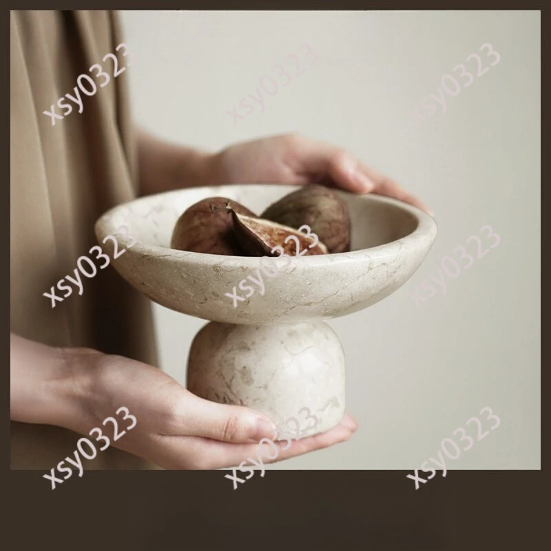 Imported Marble Footed Serving Tray Decorative Storage Plate for Snacks & Candy