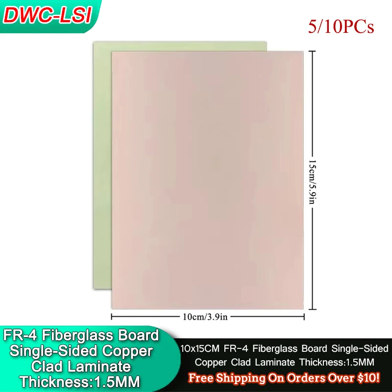 

5/10PCS PCB 10x15CM Fiberglass FR-4 Single-Sided Copper Clad Plate DIY Electronic Kit Laminate Circuit Board For Arduino