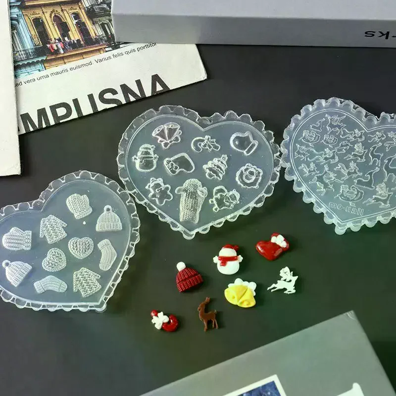 Christmas Snowman Christmas Tree 3d Nail Mold Elk Gingerbread Man Nail Decorations Diy Design Silicone Manicure Mold Nail Art