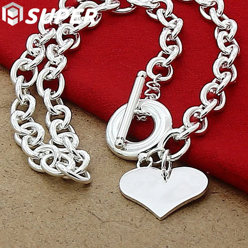 

925 Sterling Silver Heart/Circle/Dog Pendant Necklace Woman Man 18 Inches Chain Wedding Engagement Party Jewelry