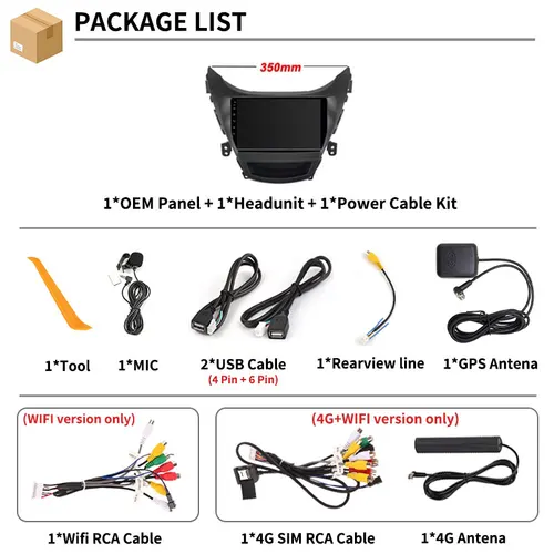Imagen 2 del producto Android 15 Carplay inalámbrico para Hyundai Elantra Avante I35 2011 2012 2013 2014 2015 2016 Radio de coche navegación GPS Multimedia BT
